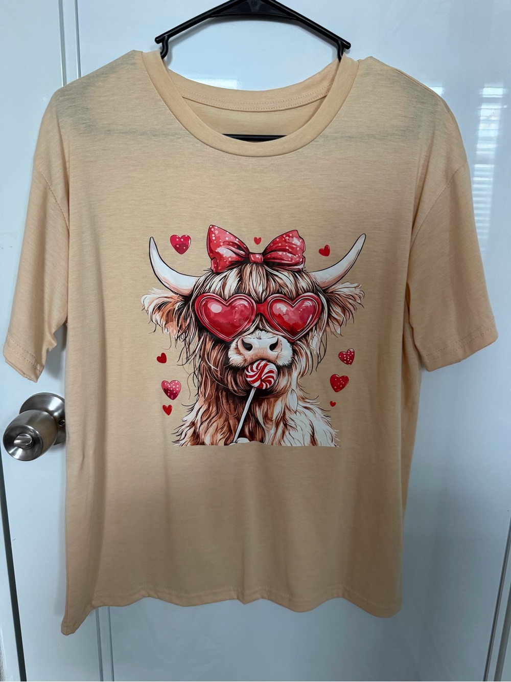 Kids Heart-Eye Cow Graphic Tee - Cream